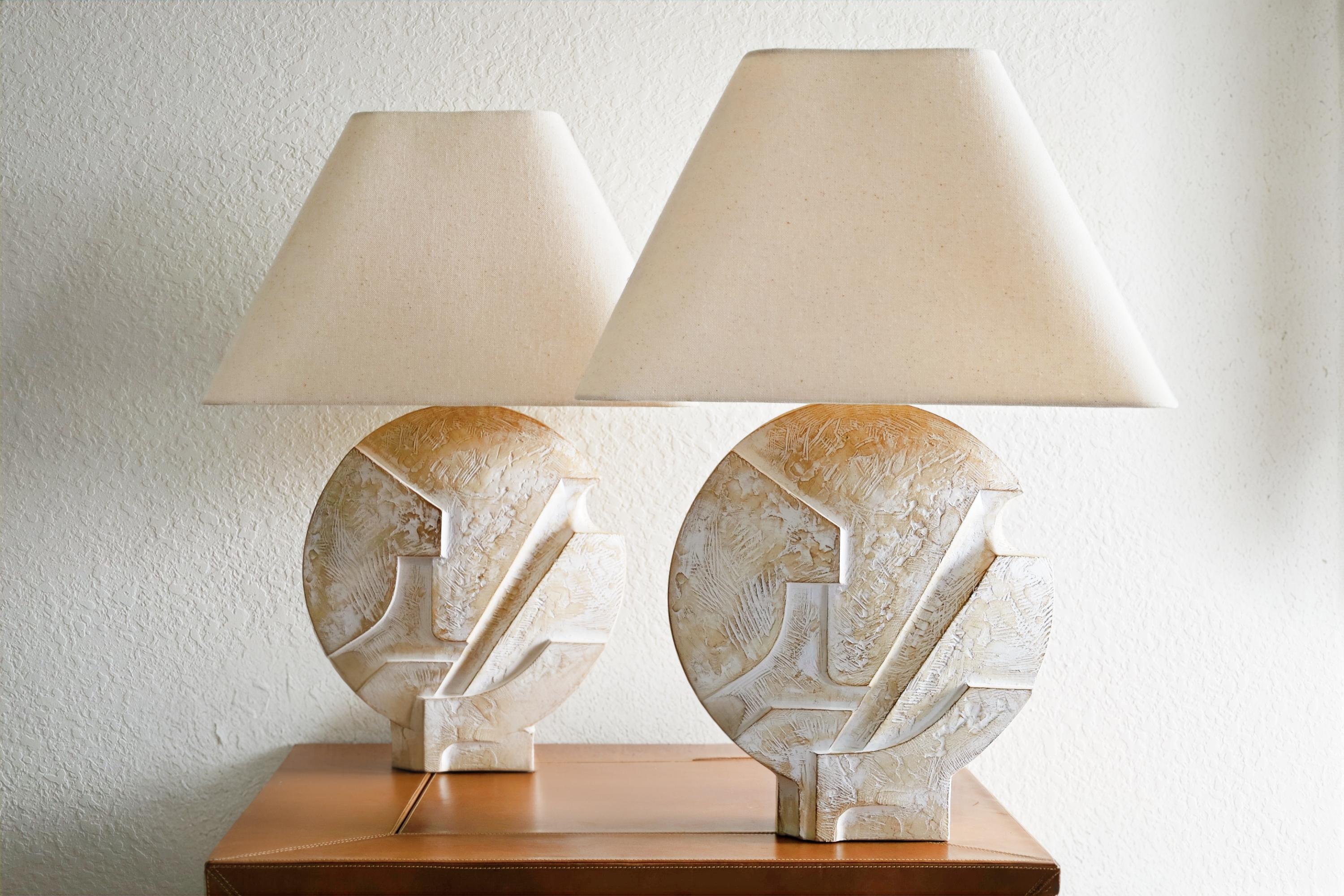 Pair of Sculptural Plaster Table Lamps by Casual Lamps of California For Sale 3
