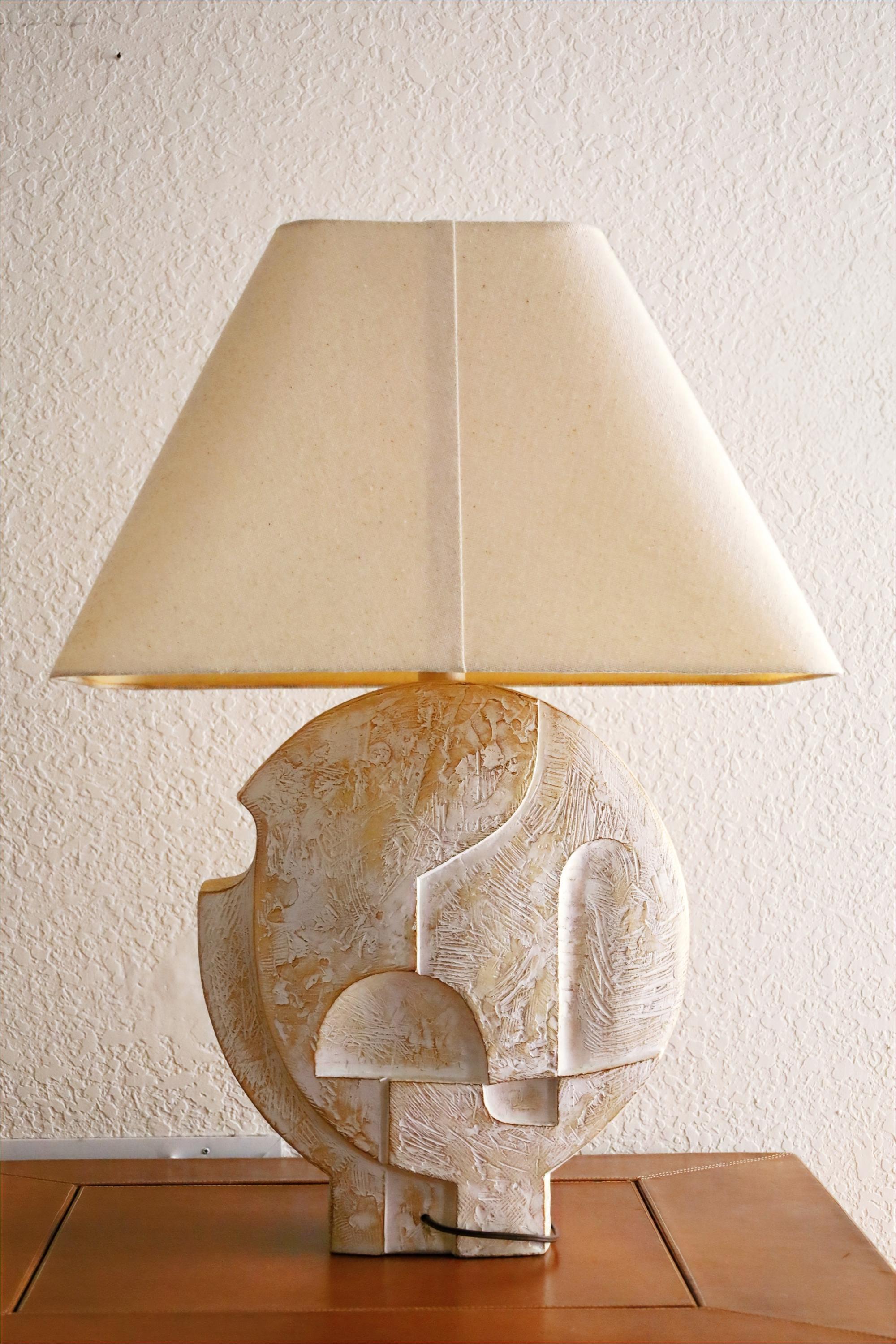 American Pair of Sculptural Plaster Table Lamps by Casual Lamps of California For Sale