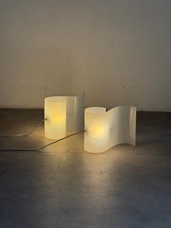 Pair of sculptural plexiglass swirl lamps