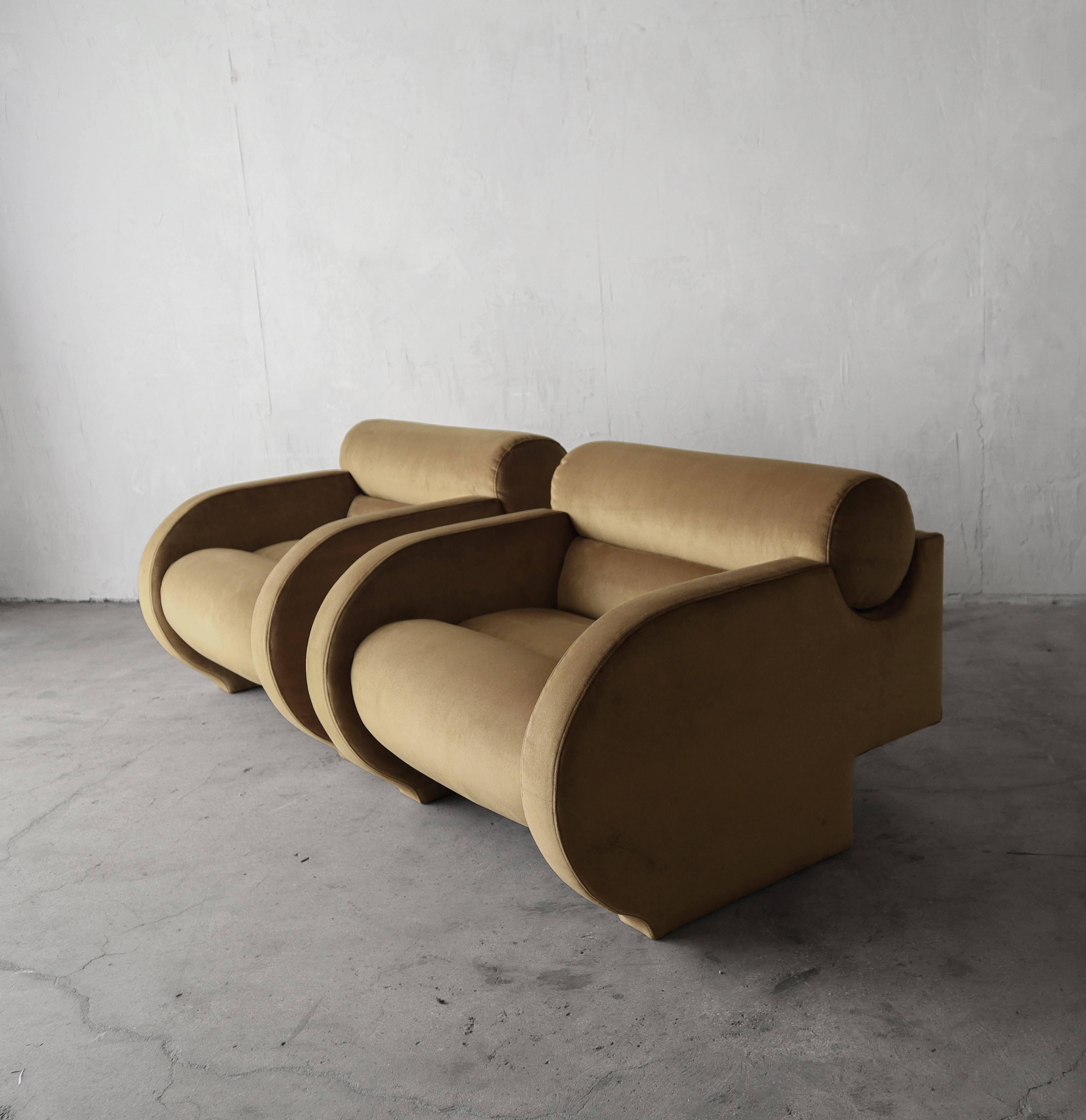 Pair of Sculptural Post Modern Lounge Chairs by Vladimir Kagan 5