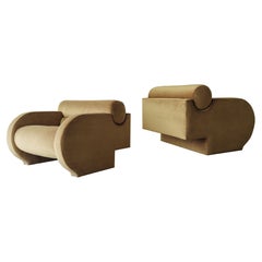Pair of Sculptural Post Modern Lounge Chairs by Vladimir Kagan