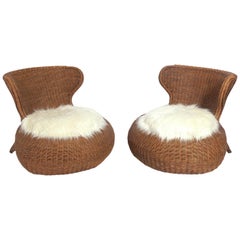 Pair of Sculptural Rattan Chairs