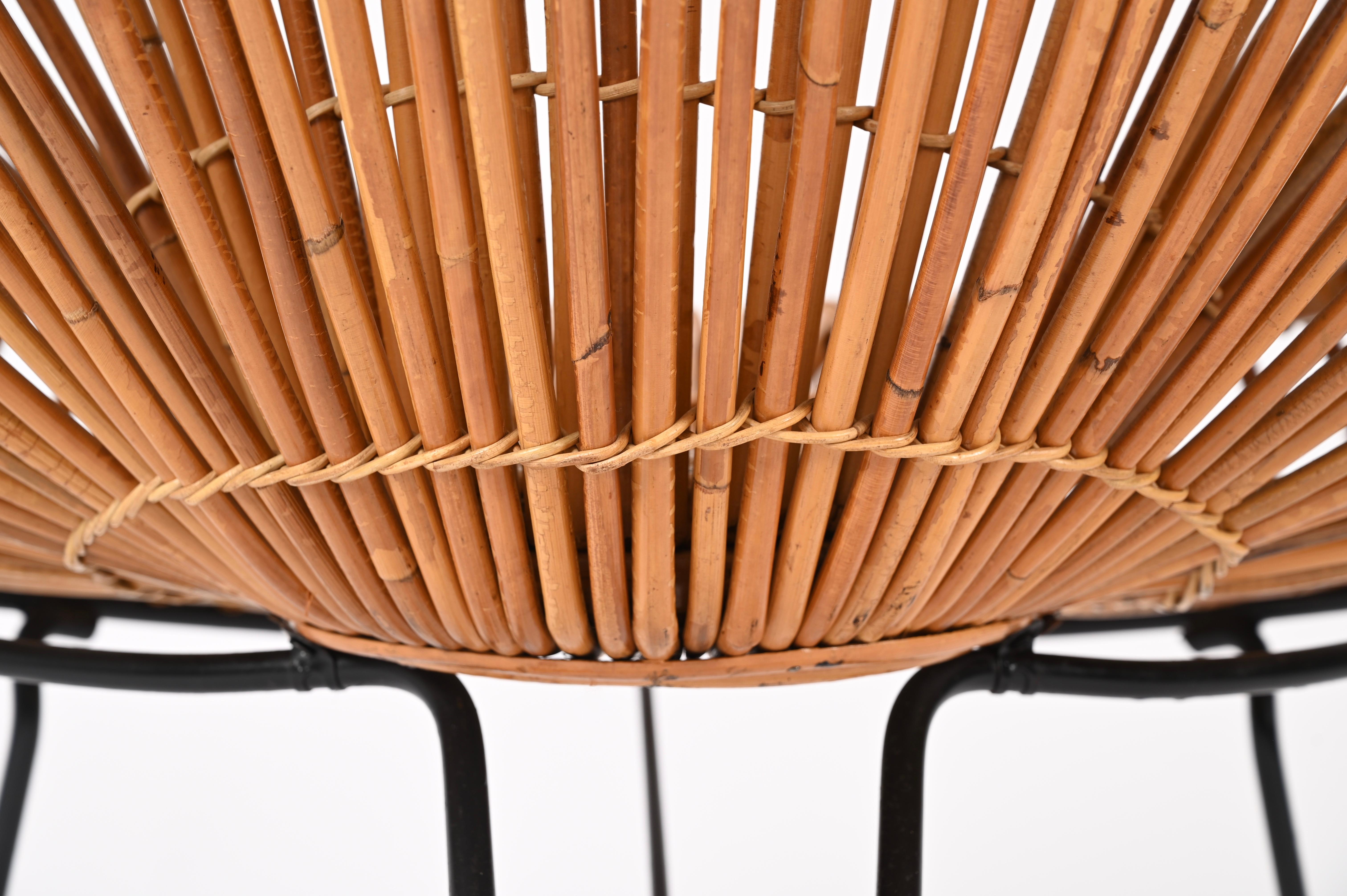 Pair of Sculptural Rattan Lounge Chairs by J. Abraham and Dirk Rol, France 1950 7