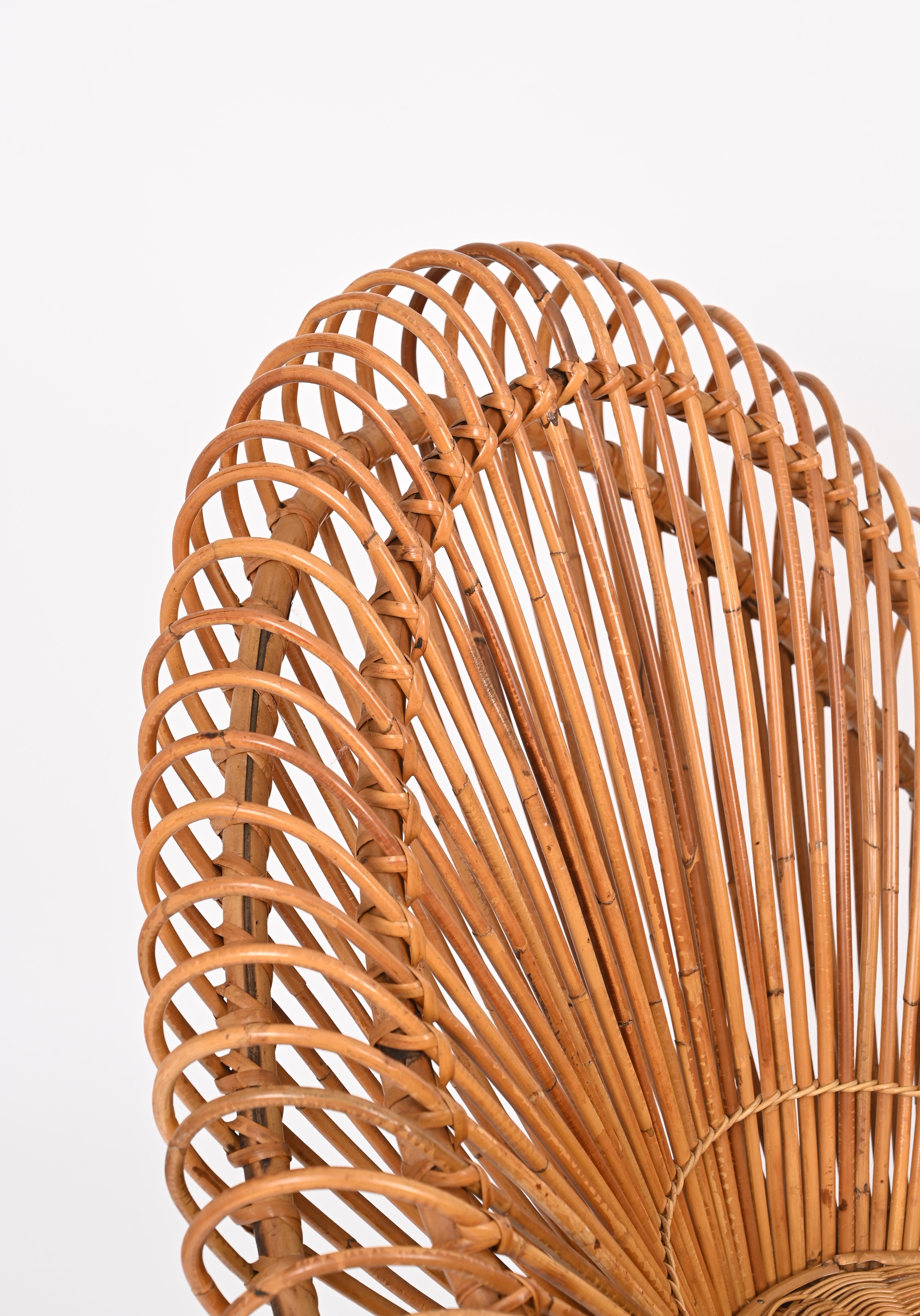 Pair of Sculptural Rattan Lounge Chairs by J. Abraham and Dirk Rol, France 1950 10