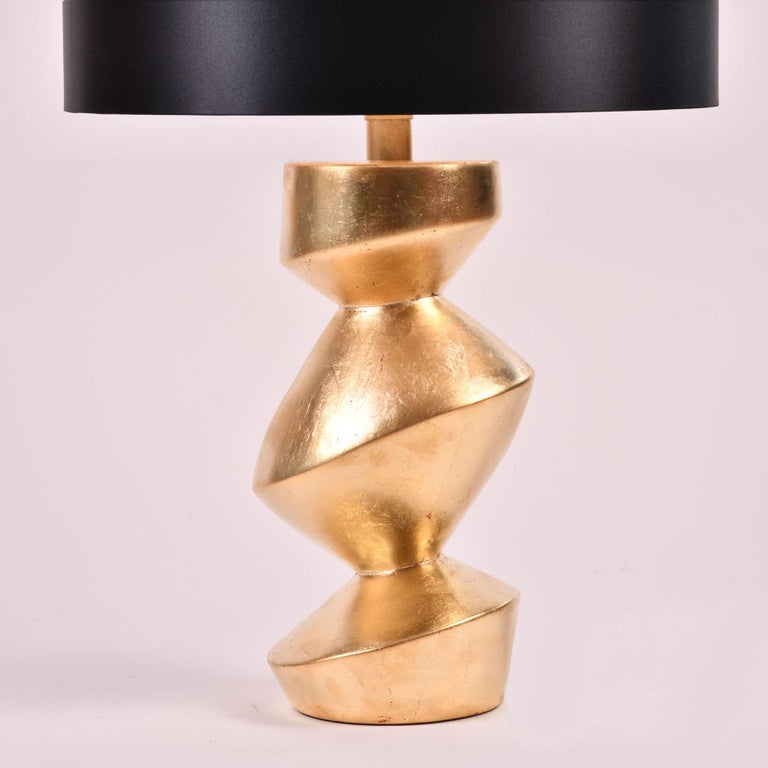 Pair of Sculptural 'Savoy' Gold Gilt Table Lamps For Sale 1