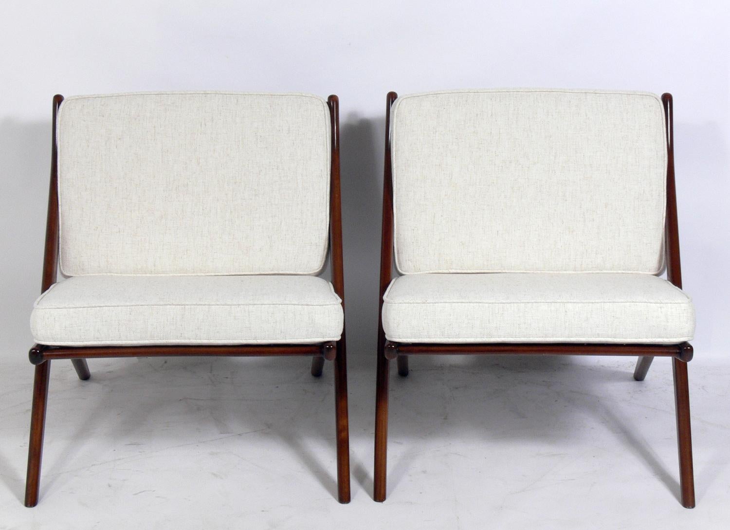 Mid-Century Modern Pair of Sculptural Scissor Chairs by Folke Ohlsson
