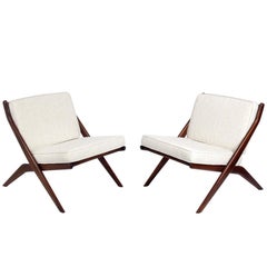 Pair of Sculptural Scissor Chairs by Folke Ohlsson
