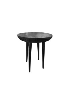 Pair of Sculptural Side Tables Crafted from Mango Wood & Burnt, Black Finish