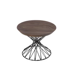 Pair of Sculptural Side Tables in Solid Walnut with Interwoven Carbon Fiber Base