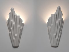 Pair of Sculptural 'Sinan' Wall Sconces, Wall Lights in Plaster by Benediko