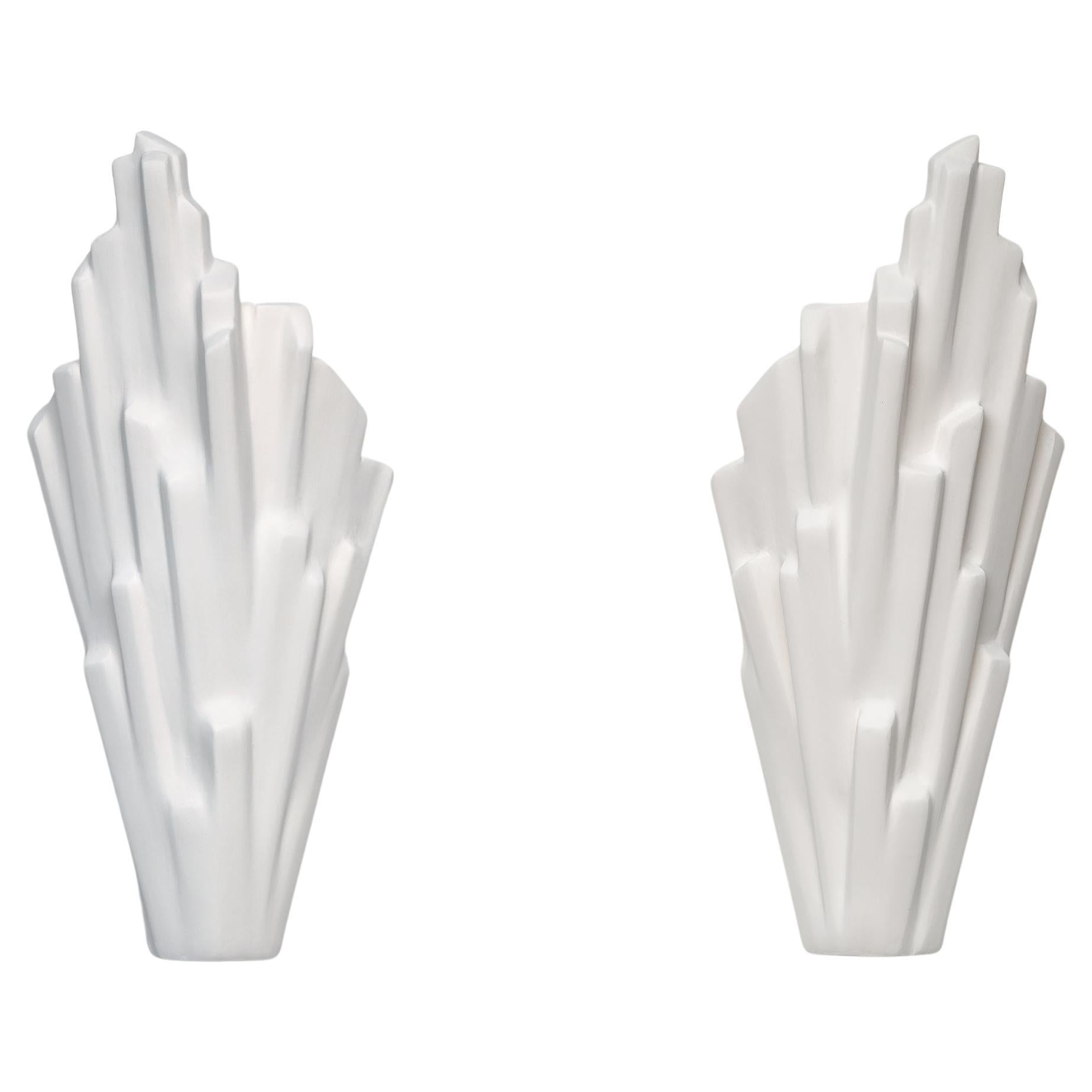 Pair of Sculptural 'Sinan' Wall Sconces, Wall Lights in Plaster by Benediko