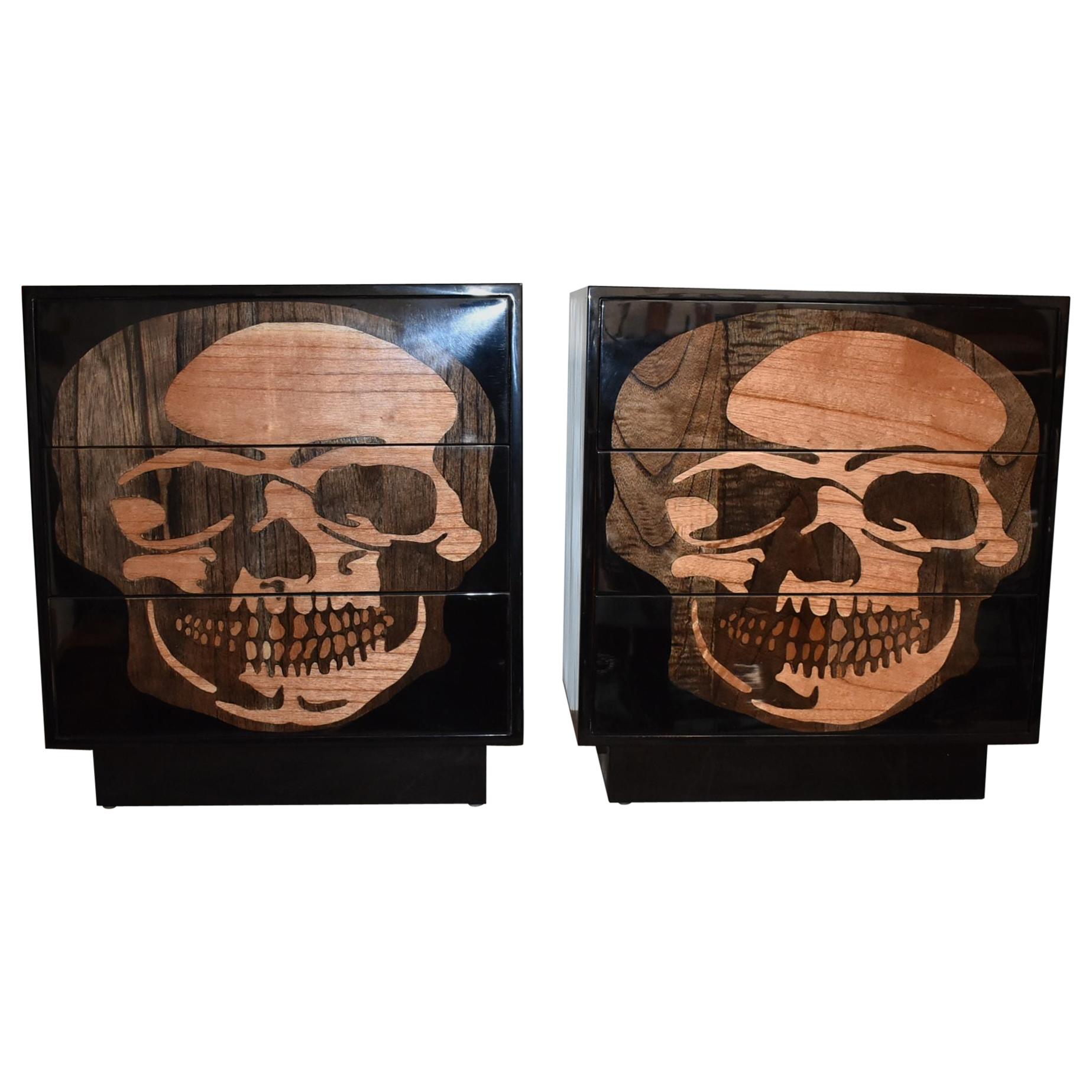Pair of Sculptural Skull Commodes