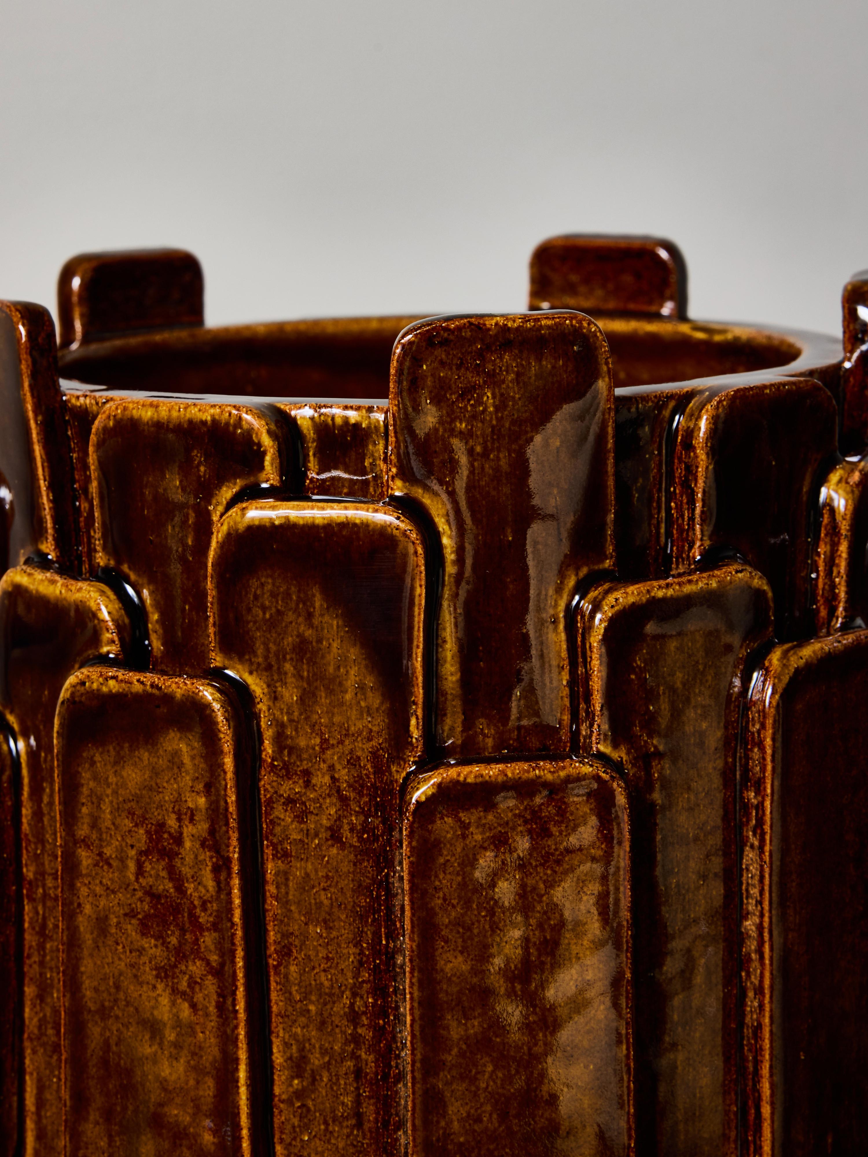 Pareja de lámparas de sobremesa escultóricas de cerámica 