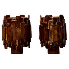 Pair of Sculptural "Spoon" Ceramic Table Lamps by Adeline Delesalle