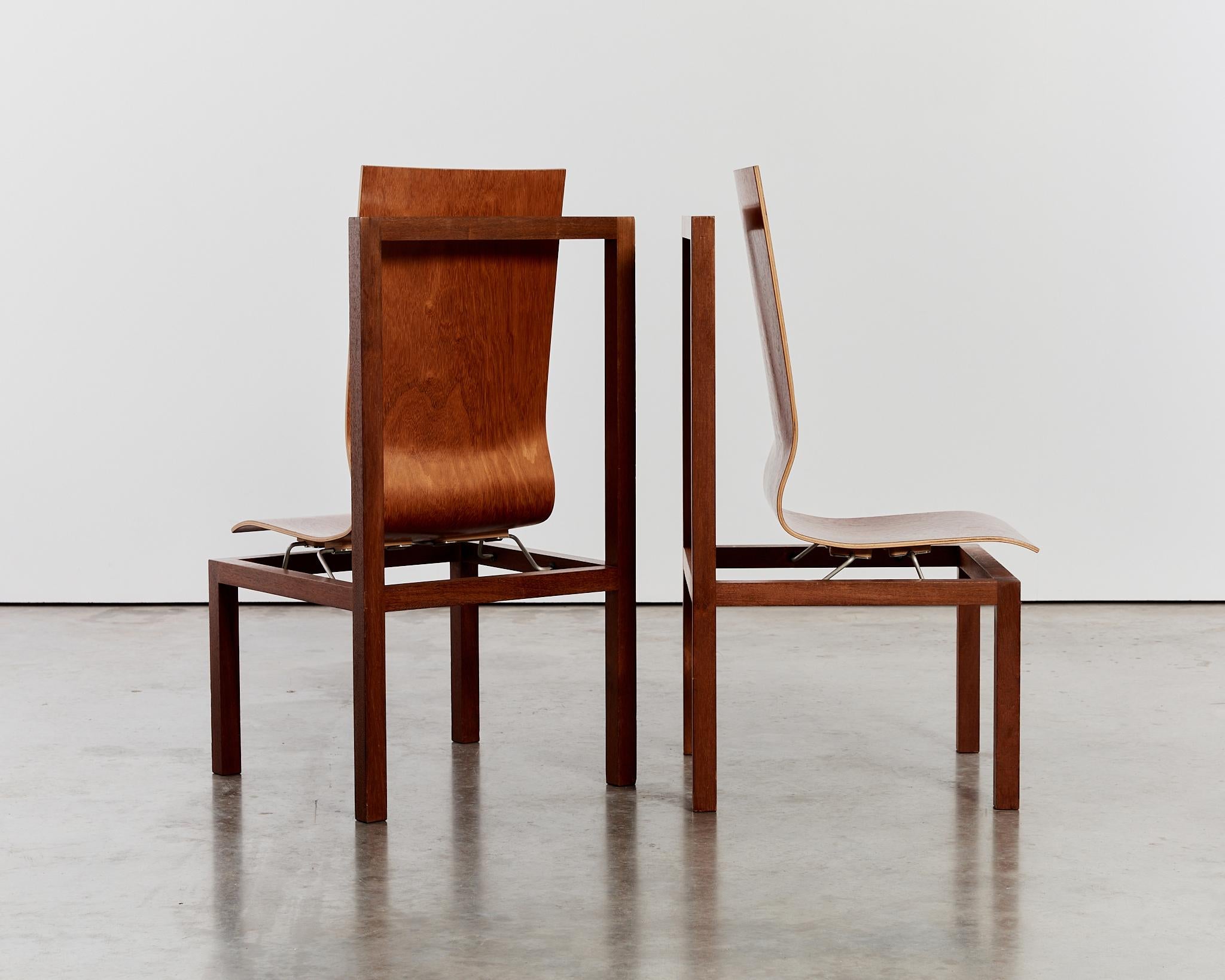 French Pair of sculptural statement BNF chairs by Perrault & Prevost, limited edition