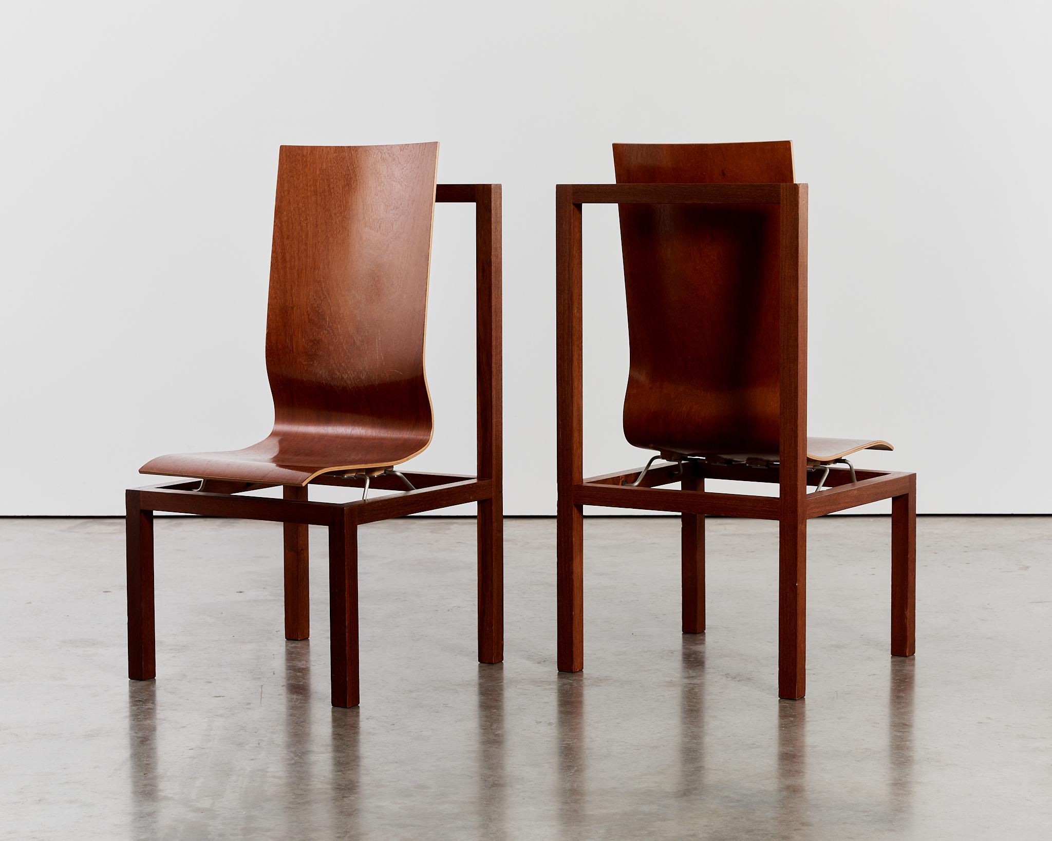 Steel Pair of sculptural statement BNF chairs by Perrault & Prevost, limited edition