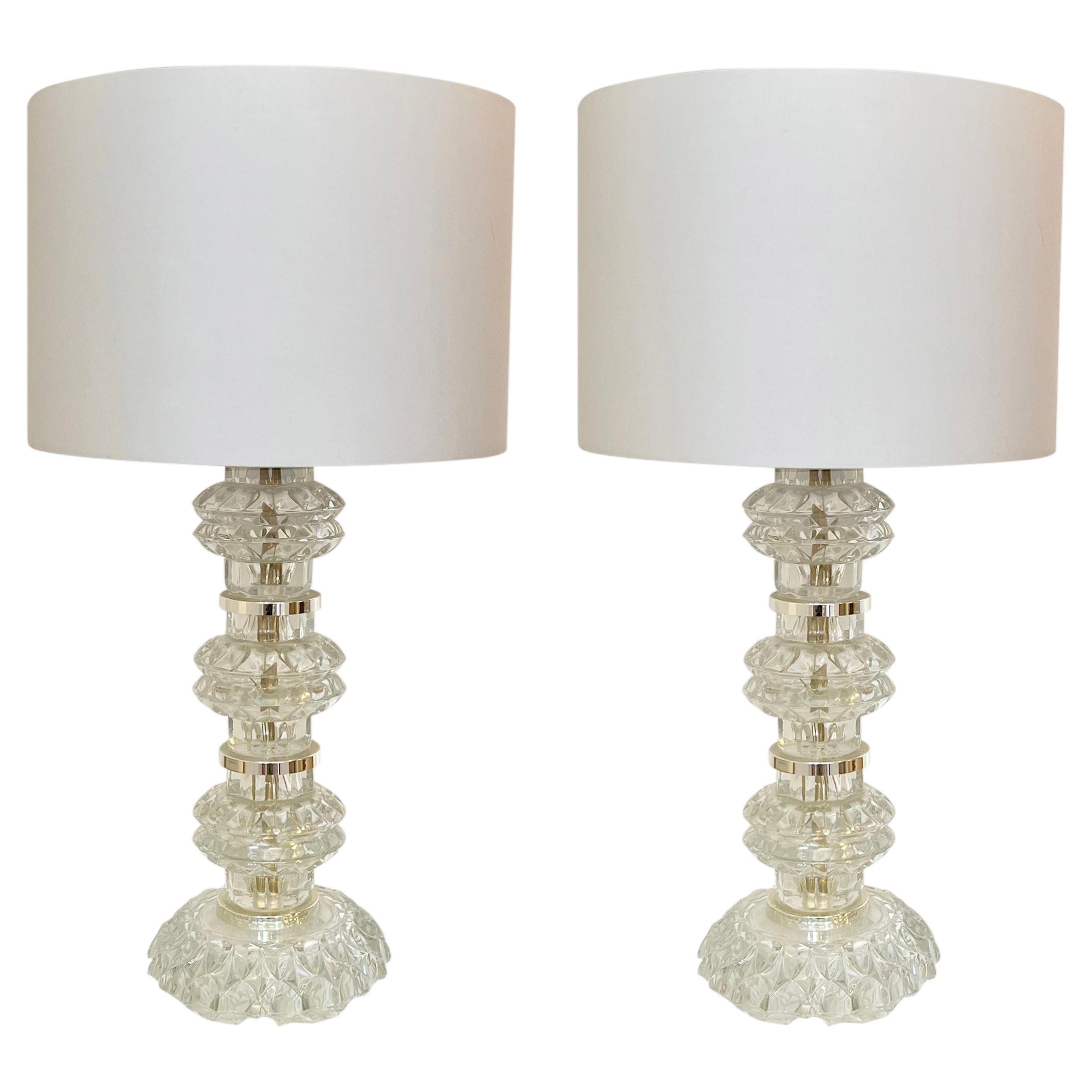 Pair of Sculptural Swedish Glass Table Lamps, 1970s
