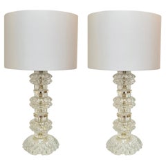 Pair of Sculptural Swedish Glass Table Lamps, 1970s