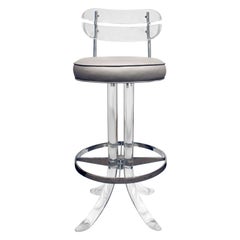 Pair of Sculptural Swivel Bar Stools in Lucite, 1970s