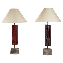 Vintage Pair of Sculptural Table Lamps by Yasuo Fuke