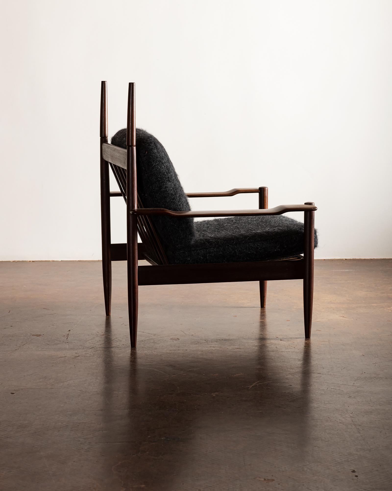 Wool Pair of Sculptural Teak Brazilian Chairs, 1960s