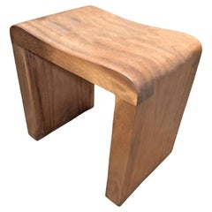 Pair of Sculptural Teak Wood Stools, Natural Finish