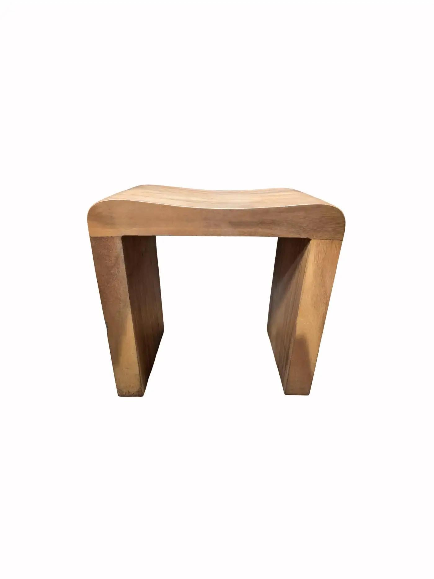 Pair of Sculptural Teak Wood Stools, Natural Finish In New Condition For Sale In Jimbaran, Bali
