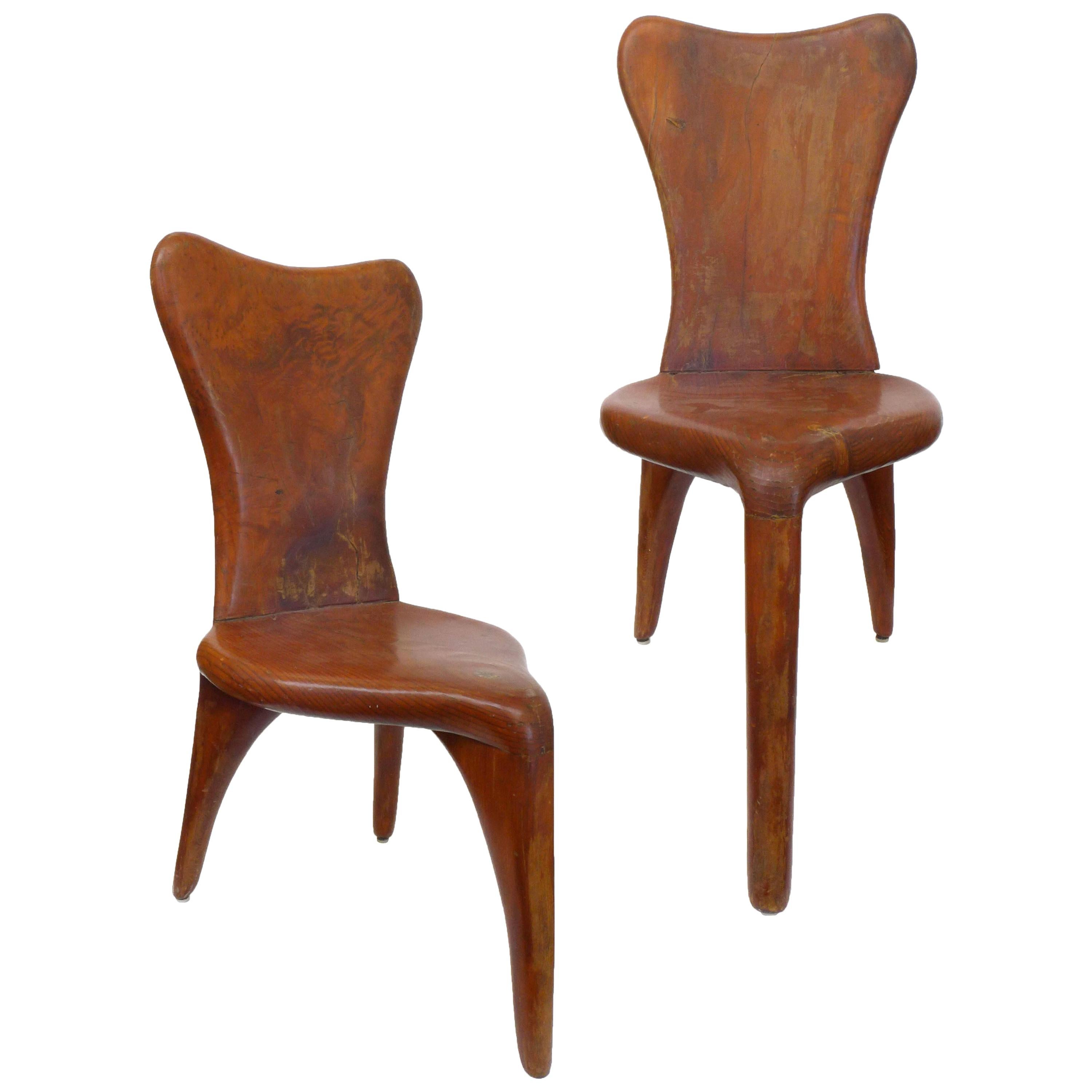Pair of Swedish Threelegged Chairs at 1stdibs