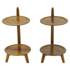 Pair of Sculptural Two-Tier Side Tables in Teak Danish Midcentury