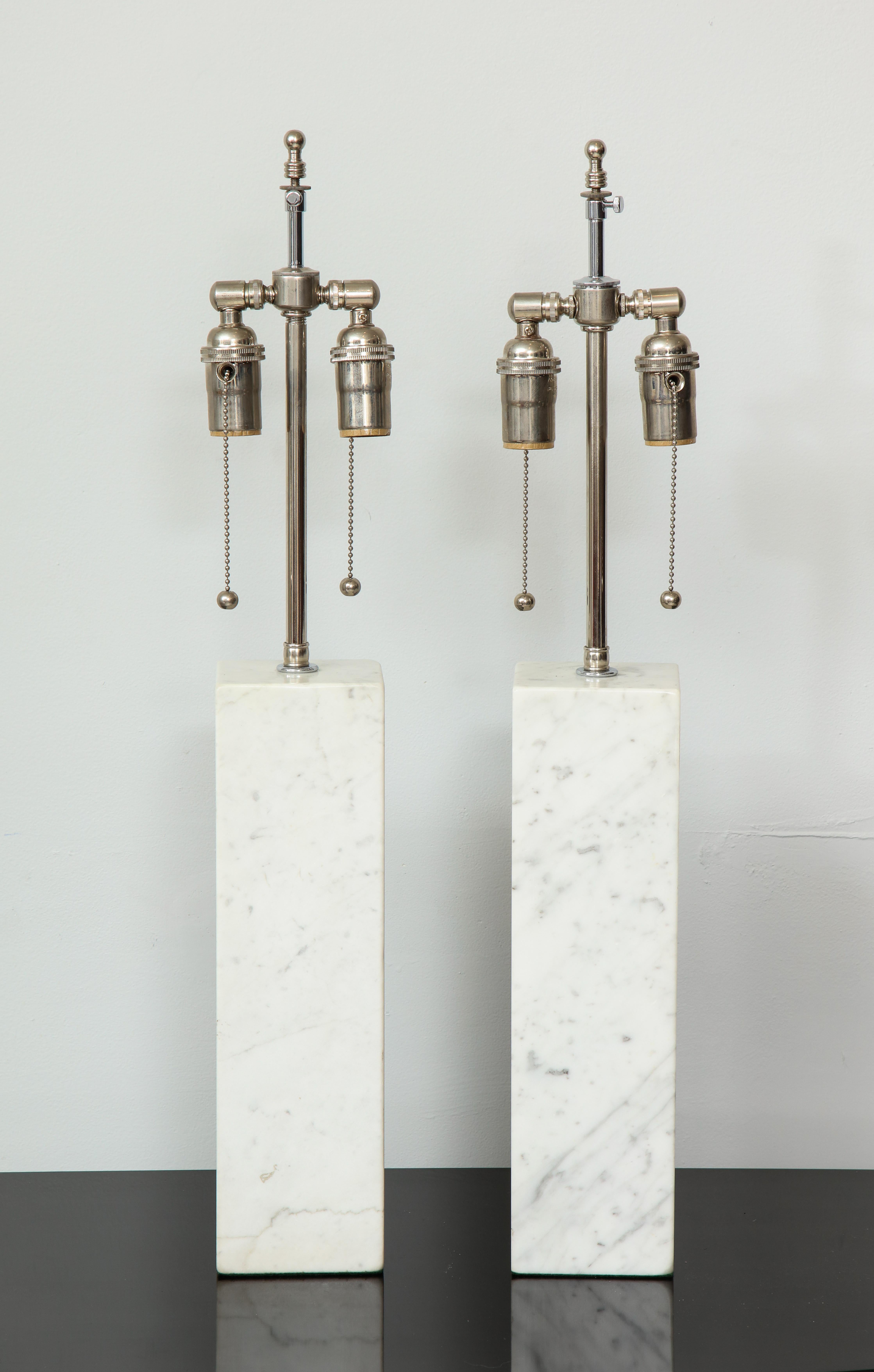20th Century Pair of Sculptural Vintage Calacatta Marble Lamps