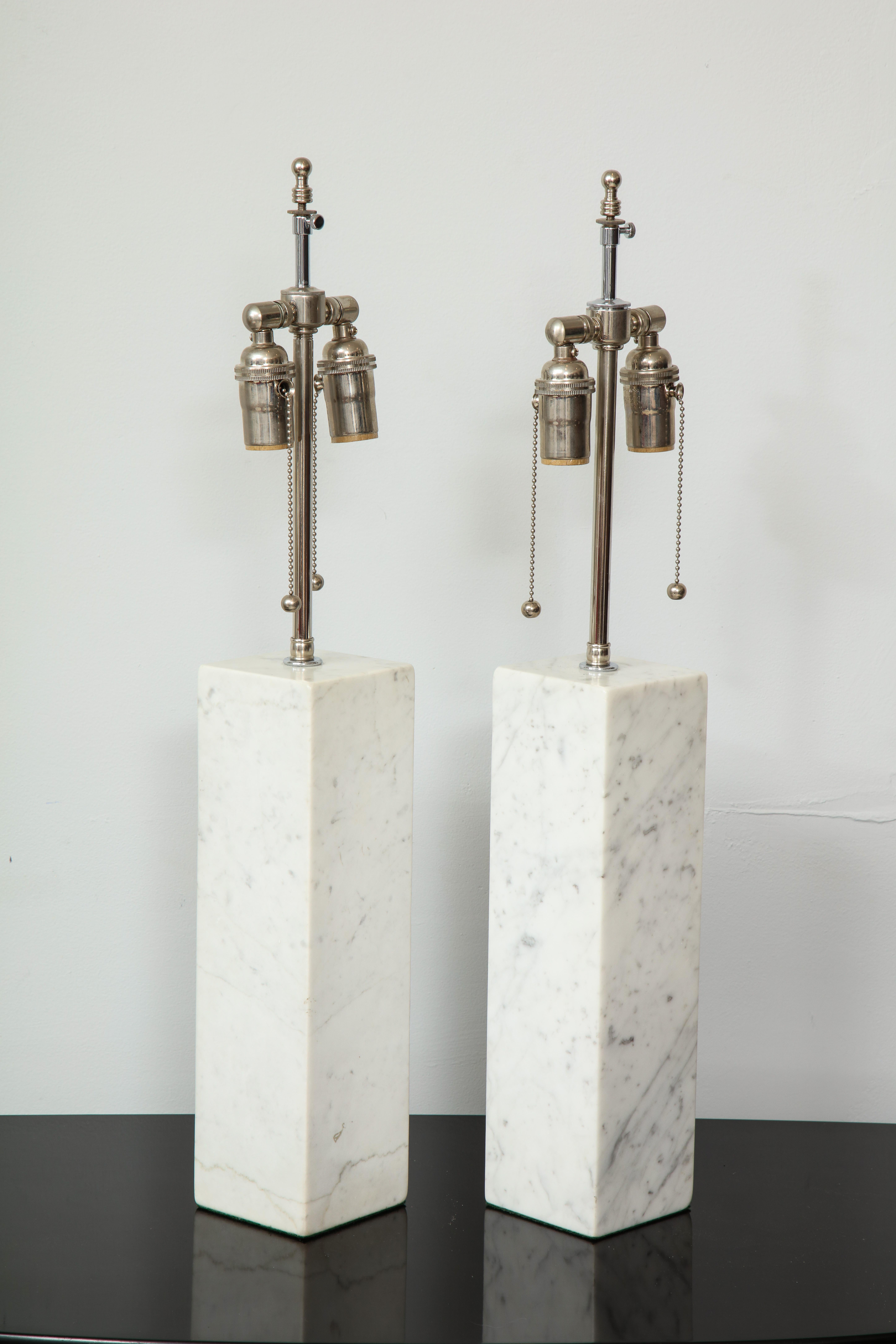 Carrara Marble Pair of Sculptural Vintage Calacatta Marble Lamps