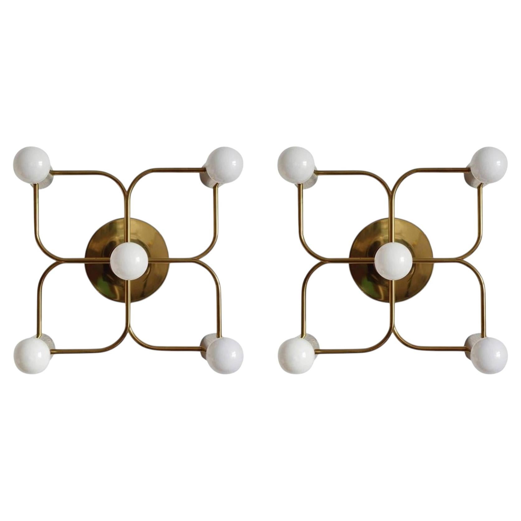 Pair of Sculptural Vintage Ceiling Wall Light Flush Mounts, 1960s