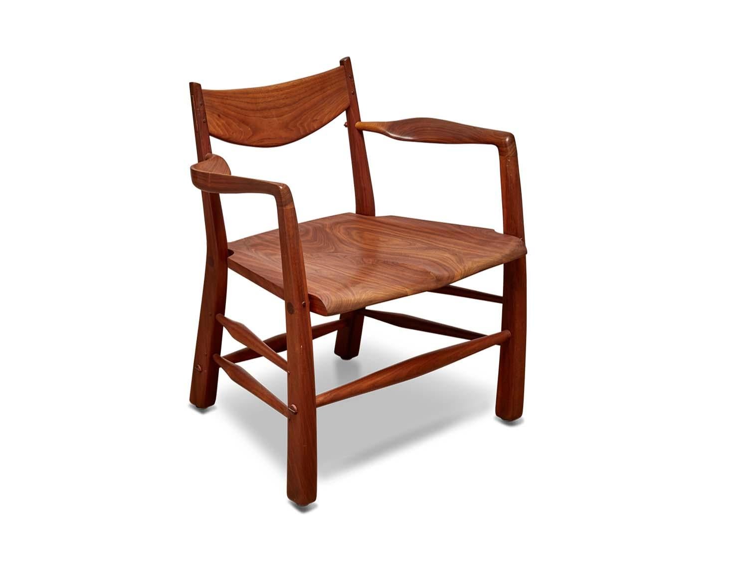 American Pair of Sculptural Walnut Chairs by Richard Patterson
