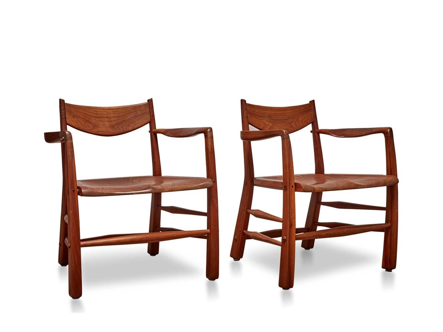 Pair of Sculptural Walnut Chairs by Richard Patterson 2