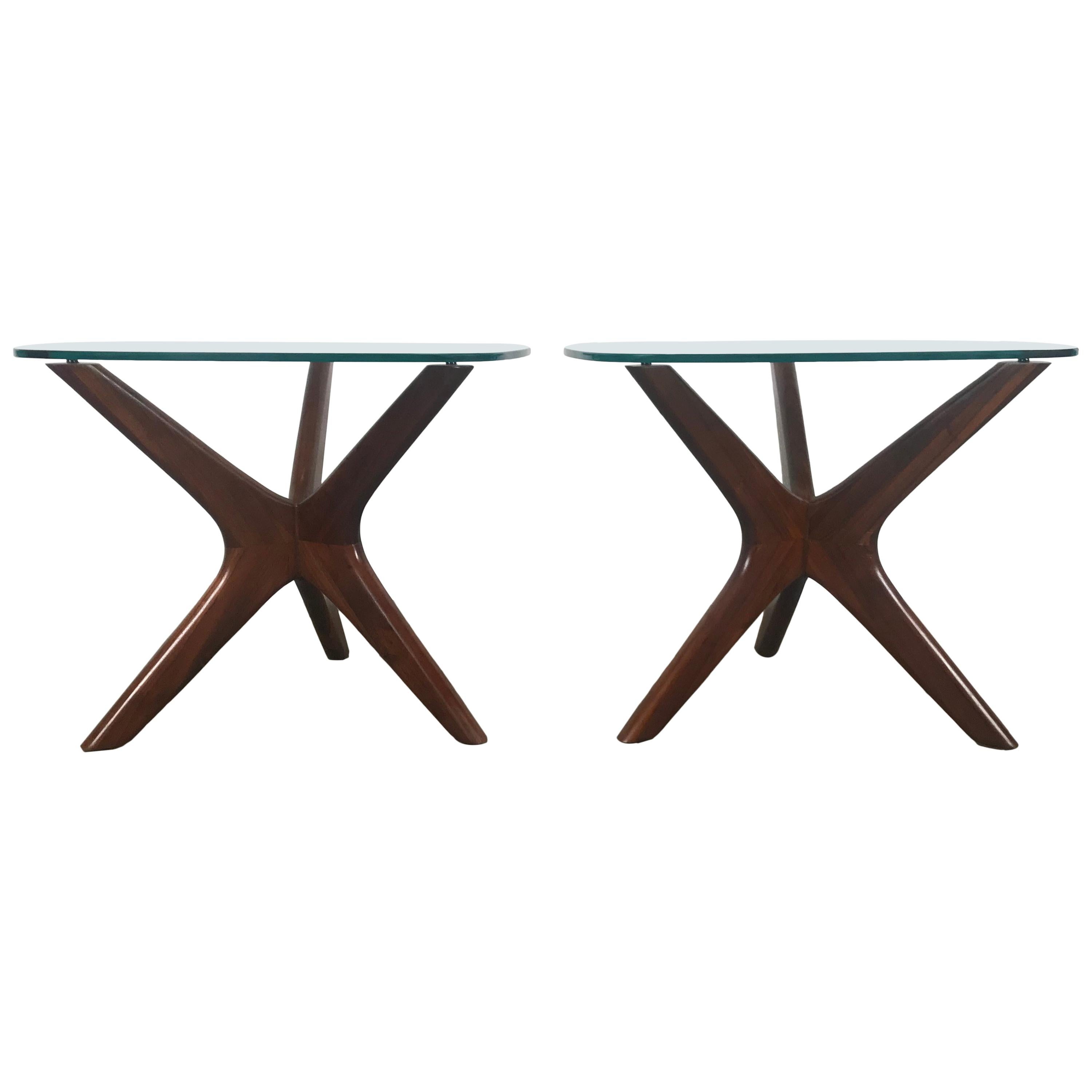 Pair of Sculptural Walnut "Jacks" Lamp Tables by Adrian Pearsall