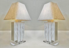 Pair of Sculptural White Plaster Lamps by Casual Lamps