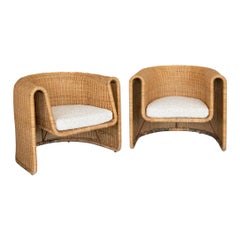 Pair of Sculptural Wicker Chairs