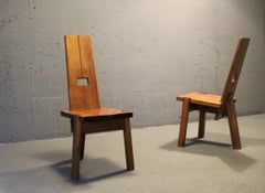 Pair of sculptural wood chairs