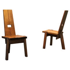 Pair of sculptural wood chairs
