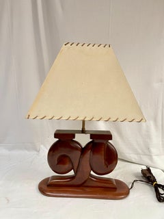 Pair of sculptural wood table lamp in the style Of Alexandre Noll