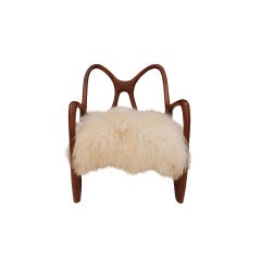 Pair of Sculptural Wooden Armchairs, Italy