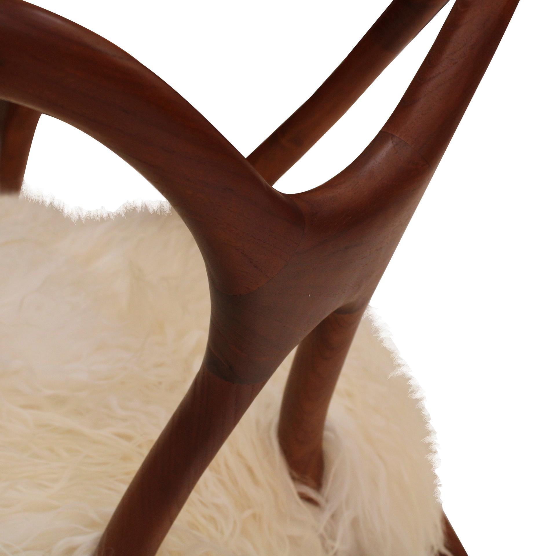 Teak Pair Of Sculptural Wooden Armchairs, Italy