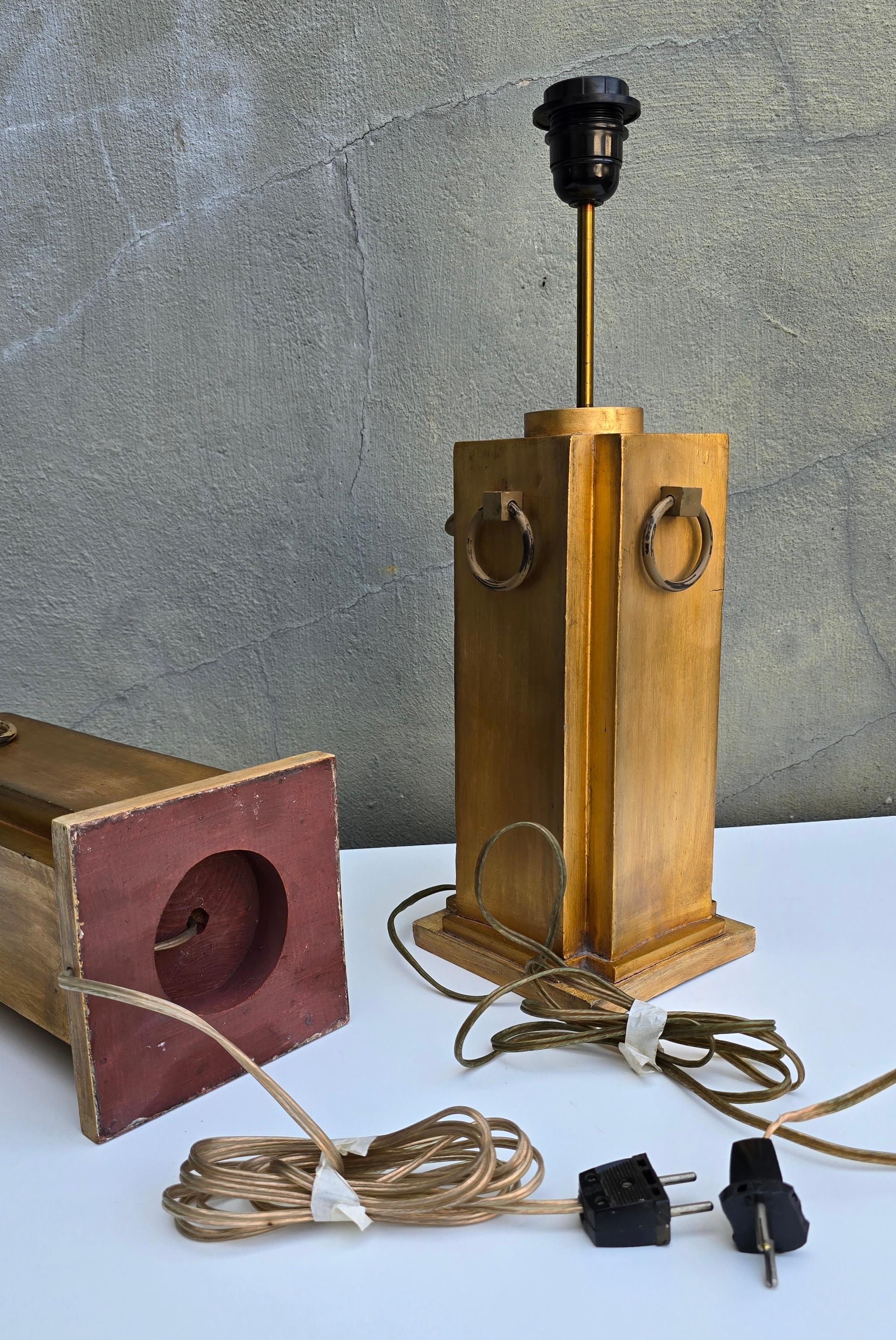 Pair of Sculptural Wooden Table Lamps For Sale 1