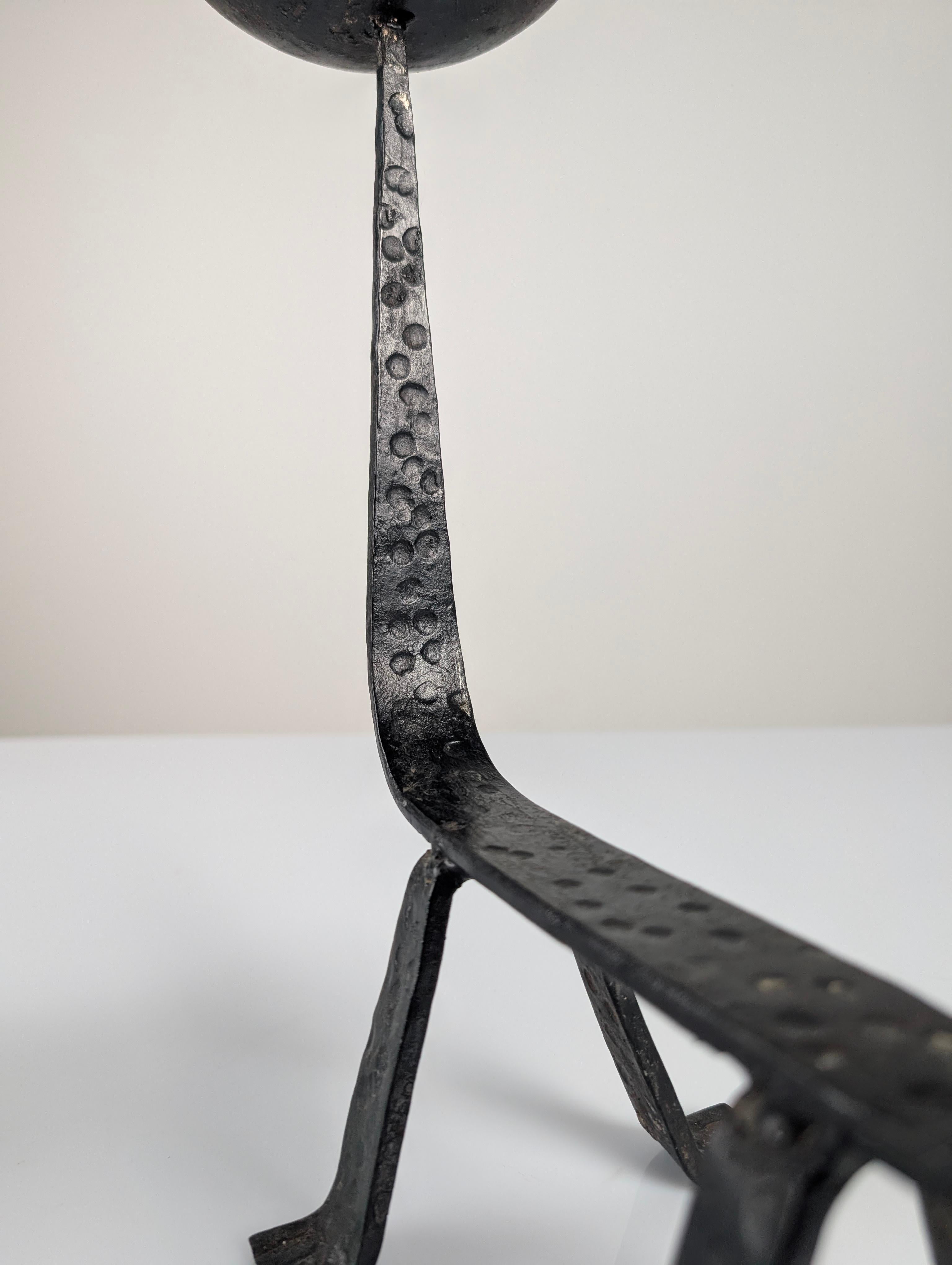 Mid-20th Century Pair of Sculptural Wrought Iron Candleholders, 1950s For Sale