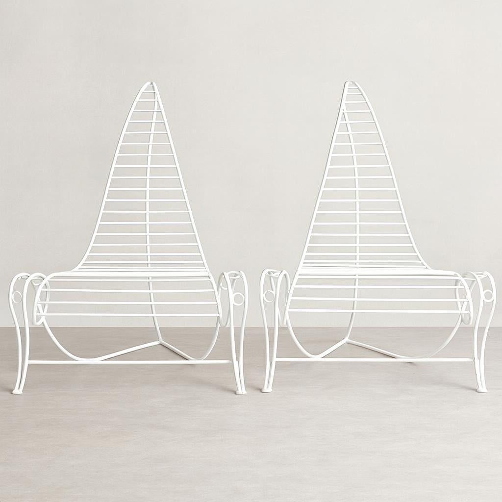 Fait main Paire de chaises sculpturales en fer forgé dans le style d'André Dubrueil, Professio en vente