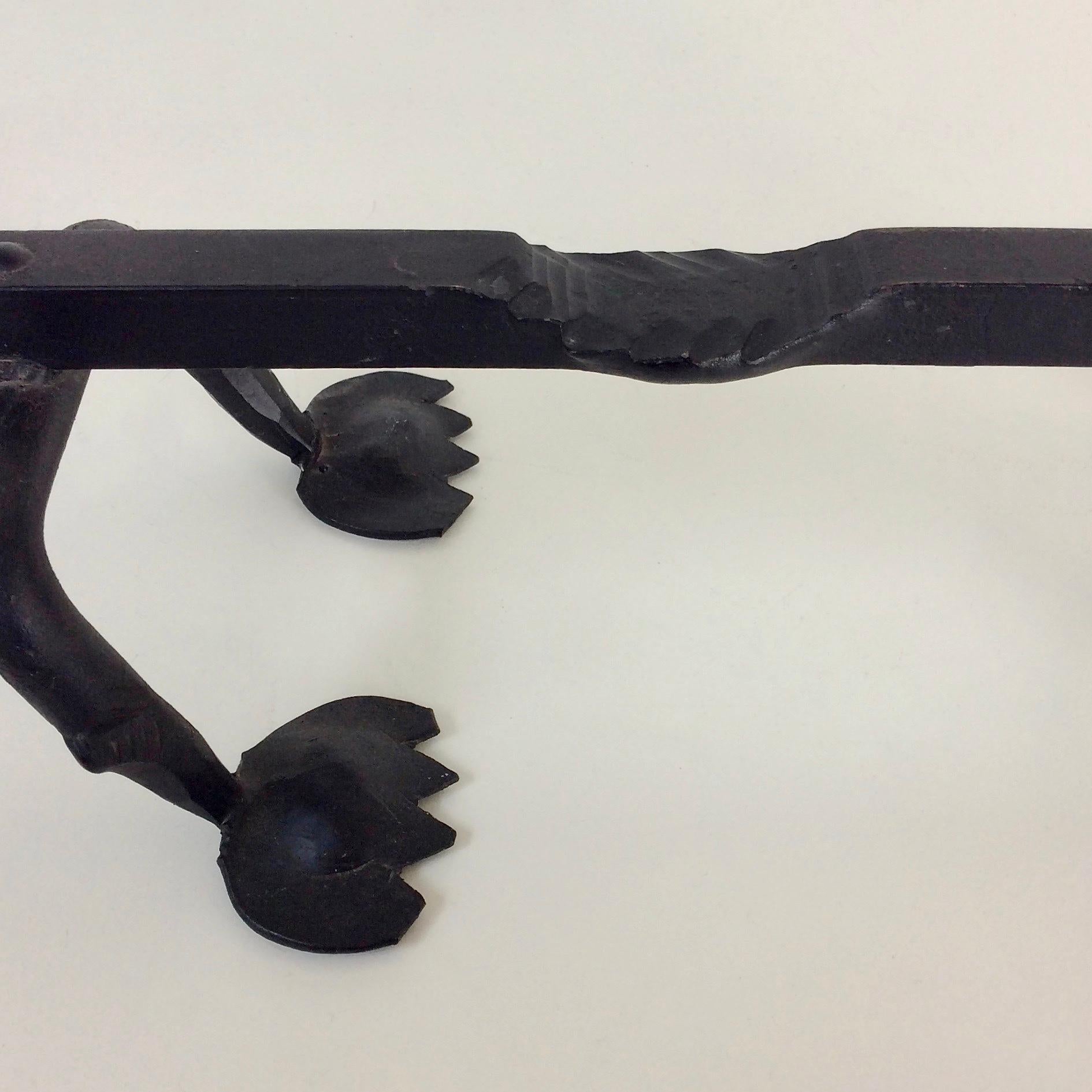 Sculptural Wrought Iron Pair Of Dragons Andirons, circa 1910. 3