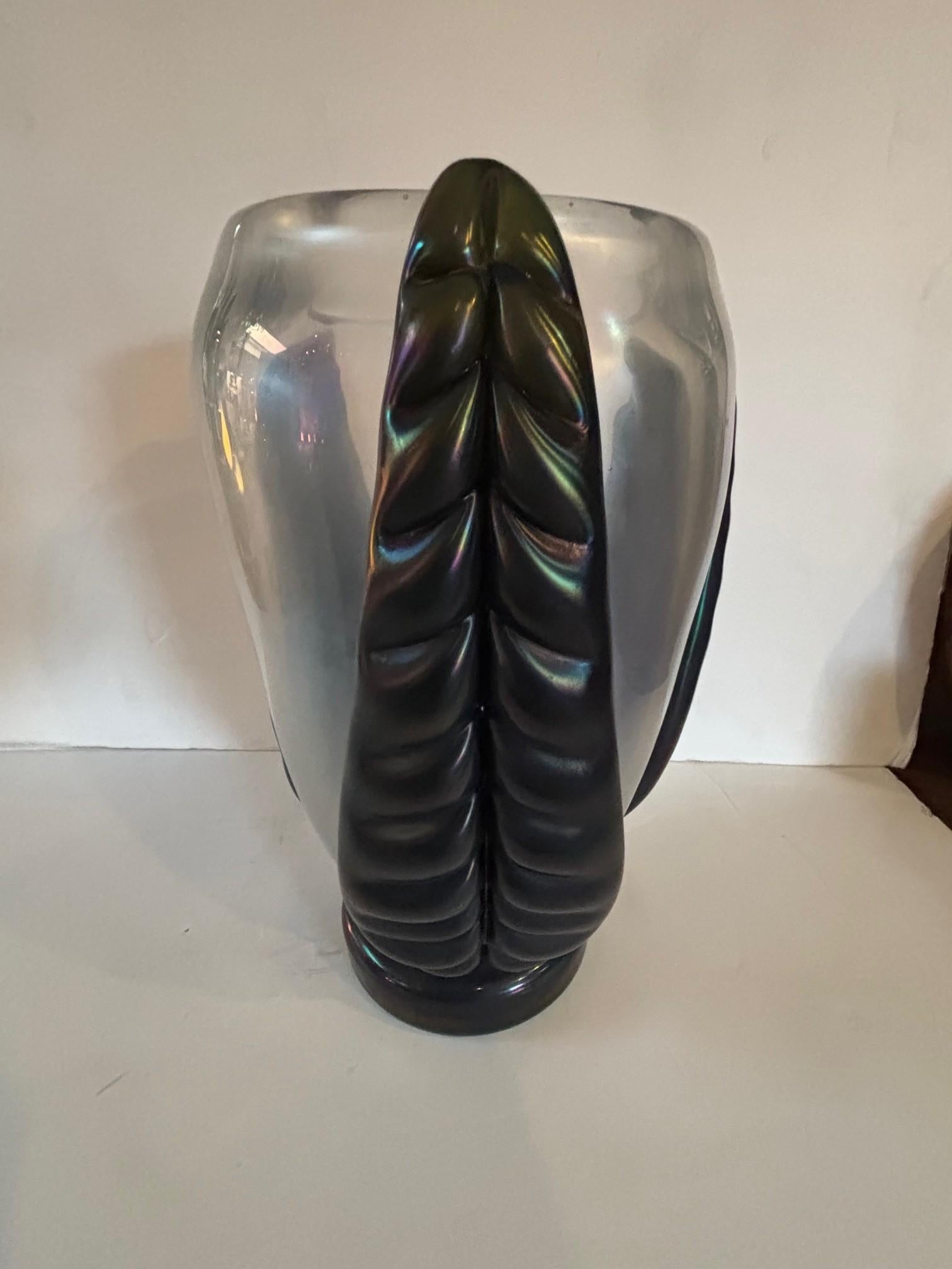 Coppia di vasi scultura in vetro di Murano cangiante firmati Costantini in vendita 4