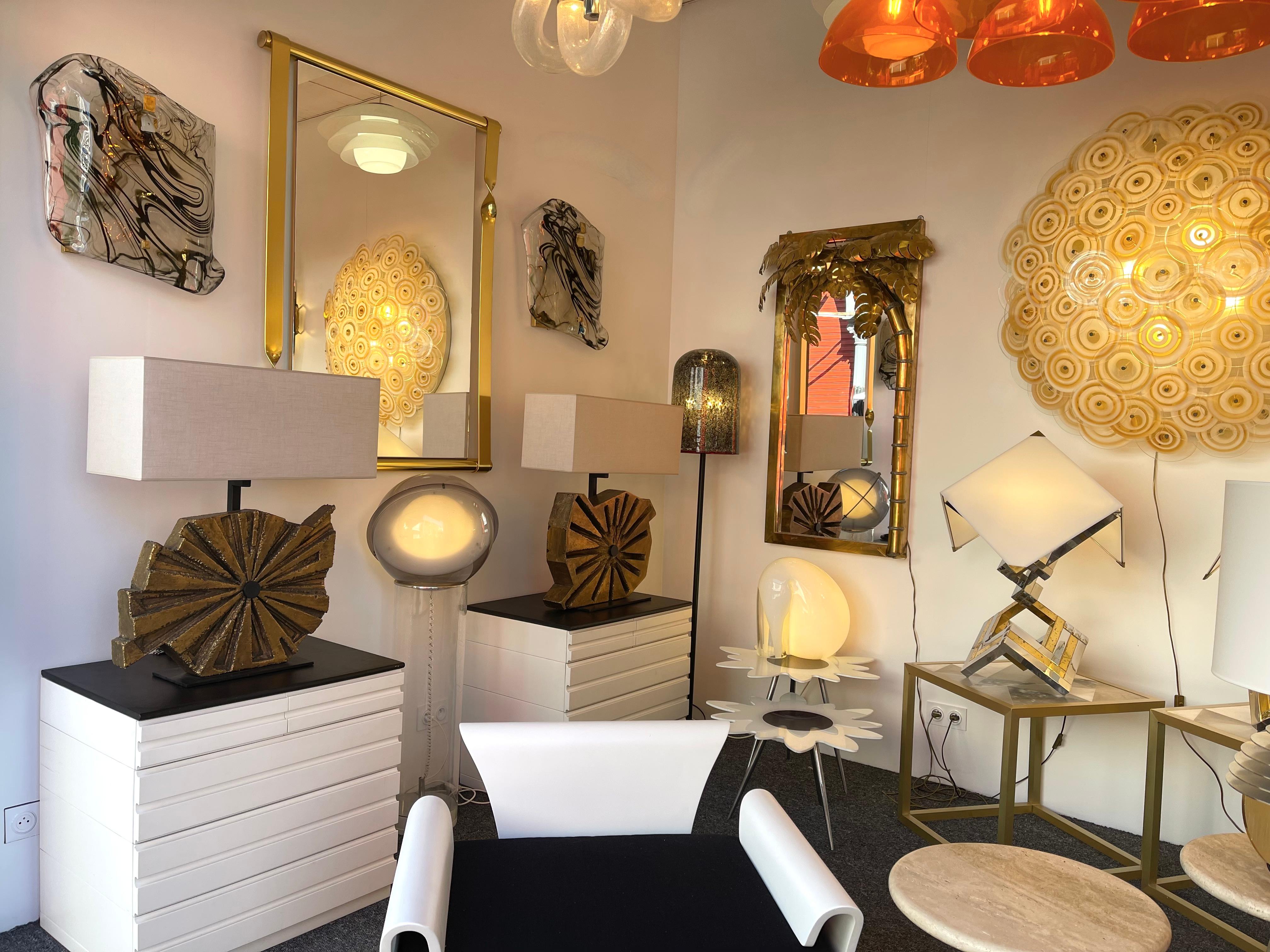 Pair of Sculpture Lamps Gilt Concrete by Massimo Lunari, Italy, 1970s In Good Condition In SAINT-OUEN, FR