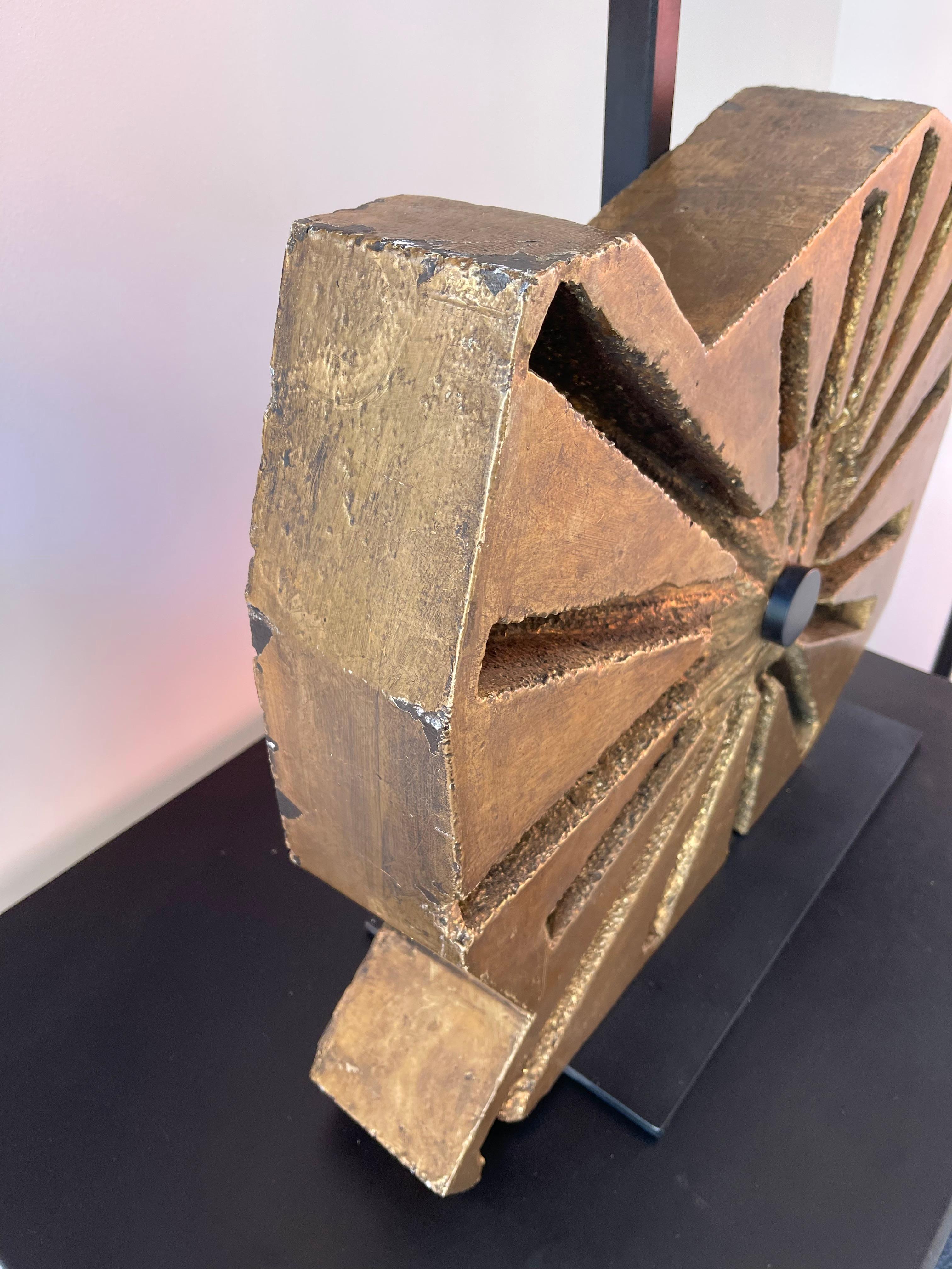 Pair of Sculpture Lamps Gilt Concrete by Massimo Lunari, Italy, 1970s 1