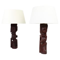 Pair of Sculptured Table Lamps by Gianni Pinna, 1970s